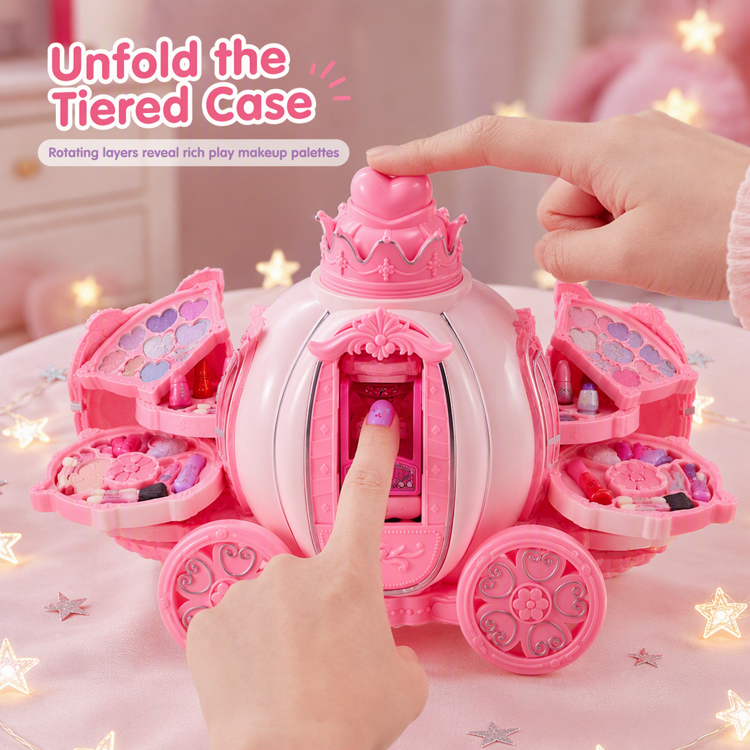📢📢 50% OFF🎀Pink Kids Makeup Kit for Girls – Pretend Play Cosmetics Set with Makeup Case, Perfect Birthday Gift