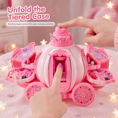 📢📢 50% OFF🎀Pink Kids Makeup Kit for Girls – Pretend Play Cosmetics Set with Makeup Case, Perfect Birthday Gift