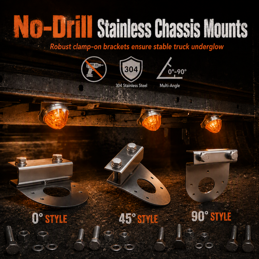 📢📢50% RABATT !! ⏰Universella L-formade LED-fästen i 304 rostfritt stål för chassibelysning på lastbil (2-pack)