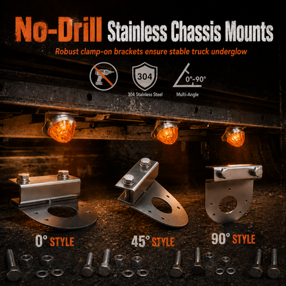 📢📢50% RABATT !! ⏰Universella L-formade LED-fästen i 304 rostfritt stål för chassibelysning på lastbil (2-pack)