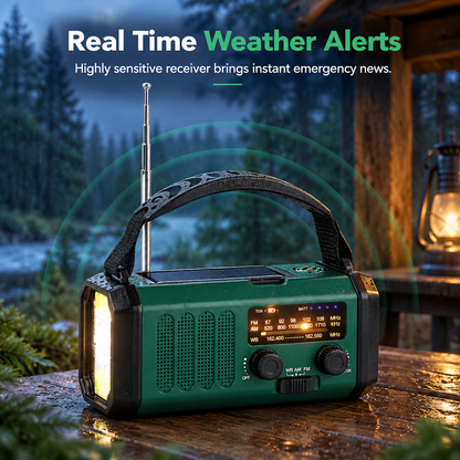 📻🌩️Bärbar uppladdningsbar solcells- och vevradio🔦
