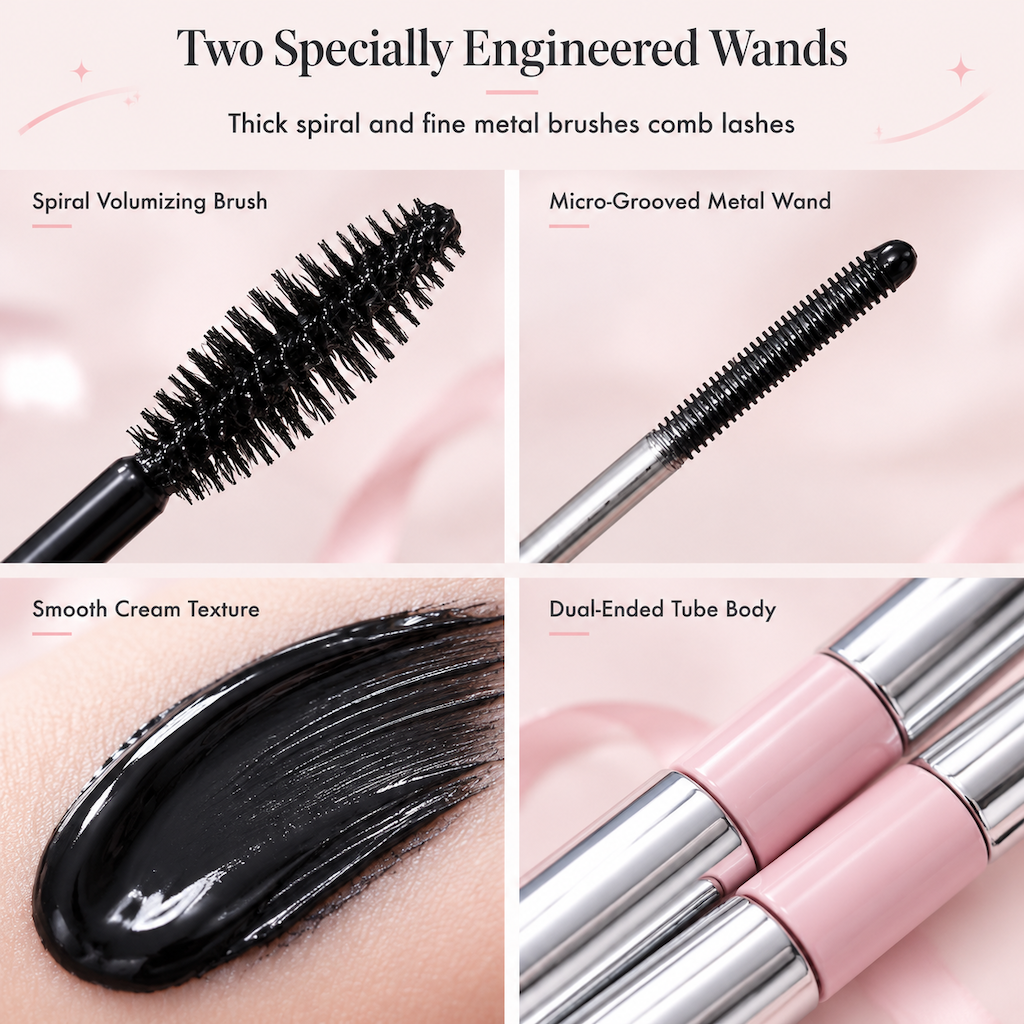 ✨ 50 % RABATT NU! 👁️ Vattenfast dubbeländad mascara & fransprimer – Förlängande, böjande & klumpfri volym för fransarna 💖
