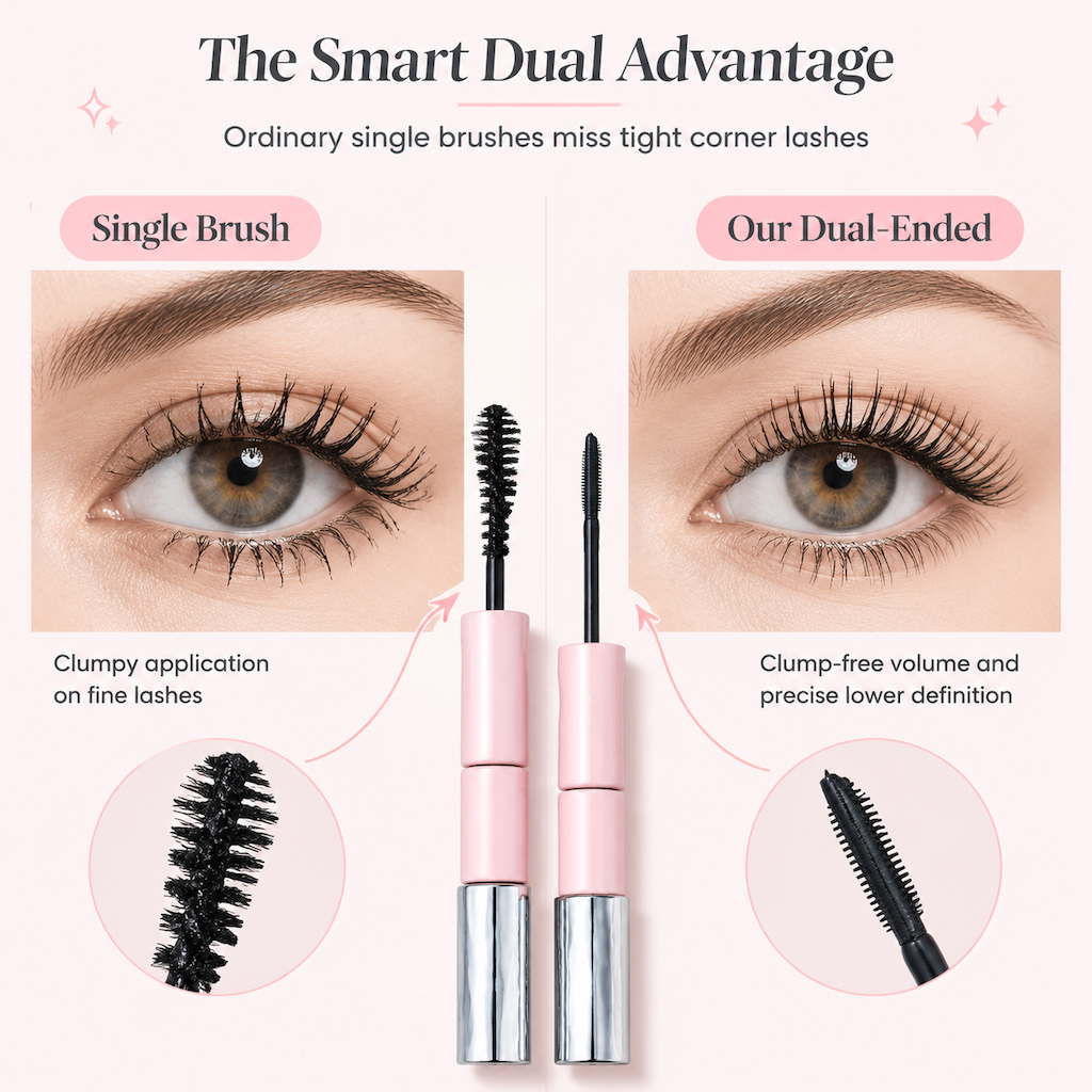 ✨ 50 % RABATT NU! 👁️ Vattenfast dubbeländad mascara & fransprimer – Förlängande, böjande & klumpfri volym för fransarna 💖