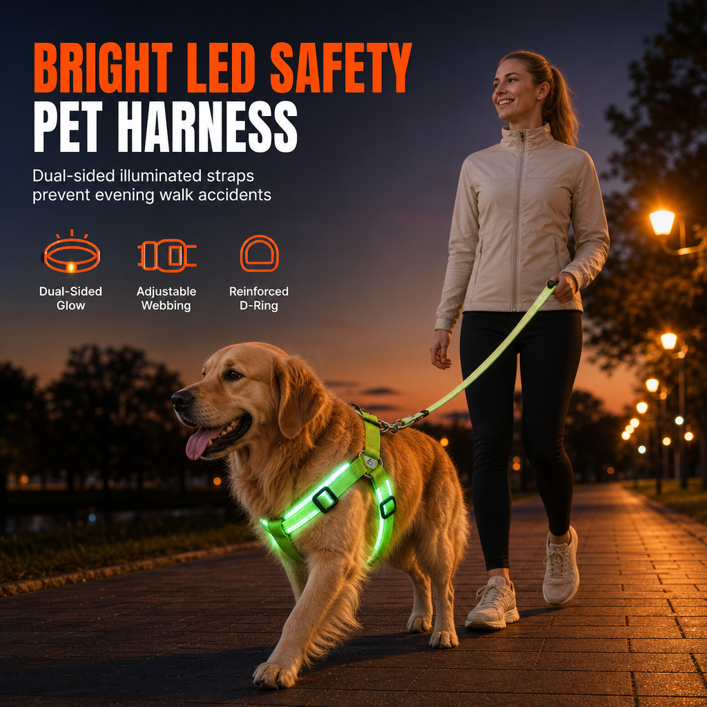 Justerbar LED-Hundsele Lysande Blinkande Bröstsele för Husdjur