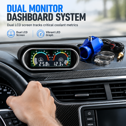 🚗 50% RABATT! ✨ 2-i-1 Digital Vattentemperatur- & Voltmätare (12V/24V) med LCD-Display & 32 mm T-Koppling ⚡