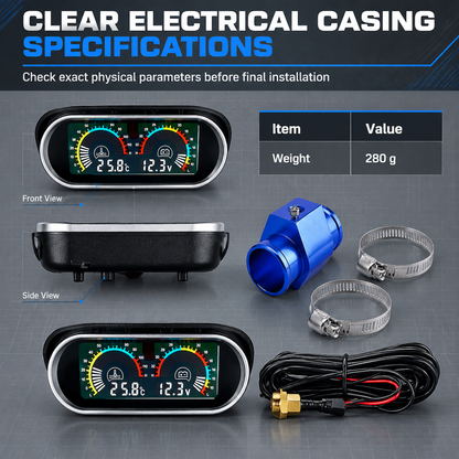 🚗 50% RABATT! ✨ 2-i-1 Digital Vattentemperatur- & Voltmätare (12V/24V) med LCD-Display & 32 mm T-Koppling ⚡