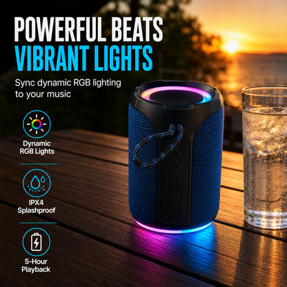Kraftfull vattentät Bluetooth-högtalare med ljuseffekter
