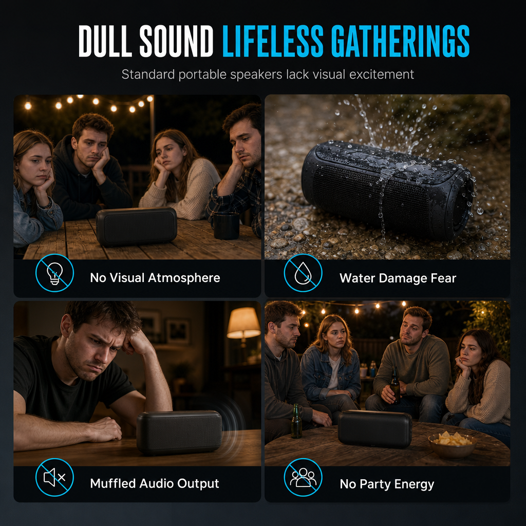 Kraftfull vattentät Bluetooth-högtalare med ljuseffekter