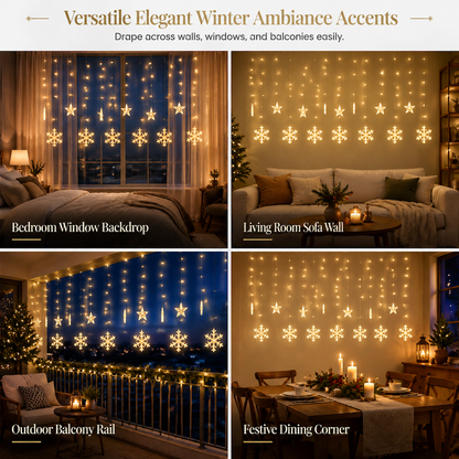 ❄️ 50% RABATT! ✨ LED Snöflinga Gardinbelysning – Vattentät & festlig dekoration ✨
