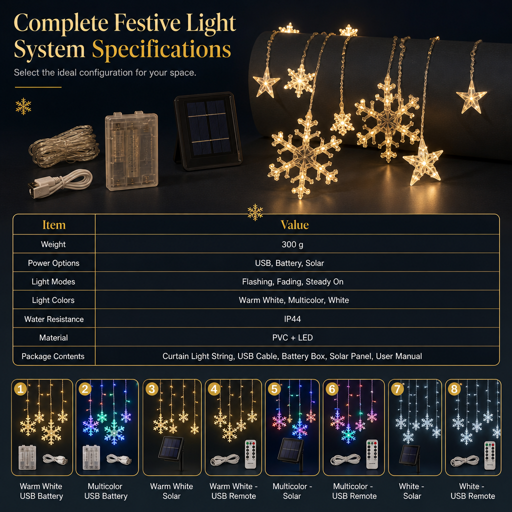 ❄️ 50% RABATT! ✨ LED Snöflinga Gardinbelysning – Vattentät & festlig dekoration ✨