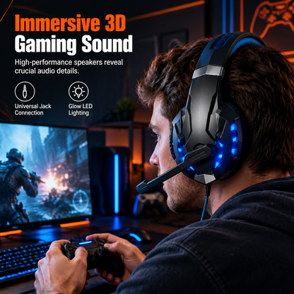 📢📢 50% RABATT🎮Over-Ear gamingheadset med mikrofon – uppslukande ljud och tydlig kommunikation för PC och konsol