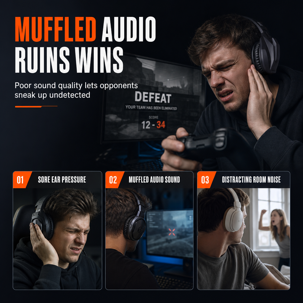 📢📢 50% RABATT🎮Over-Ear gamingheadset med mikrofon – uppslukande ljud och tydlig kommunikation för PC och konsol