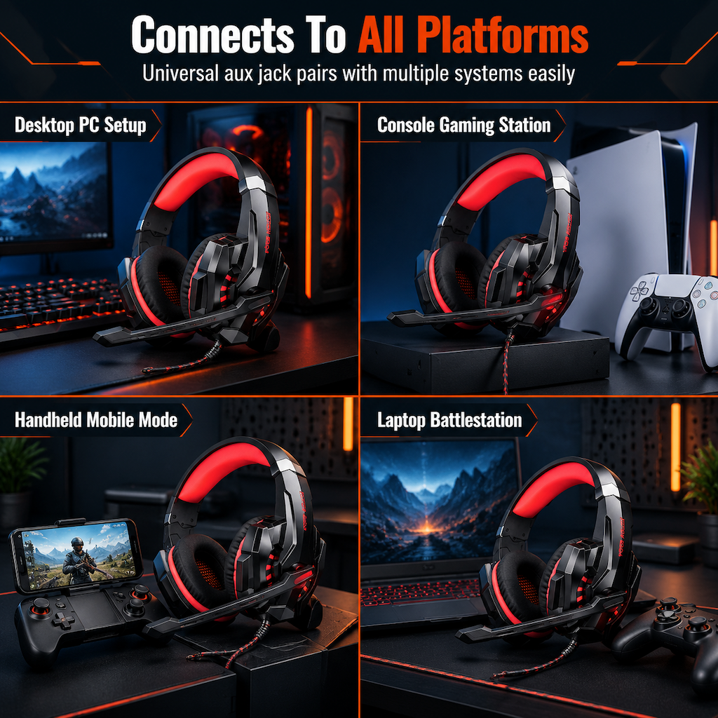 📢📢 50% RABATT🎮Over-Ear gamingheadset med mikrofon – uppslukande ljud och tydlig kommunikation för PC och konsol