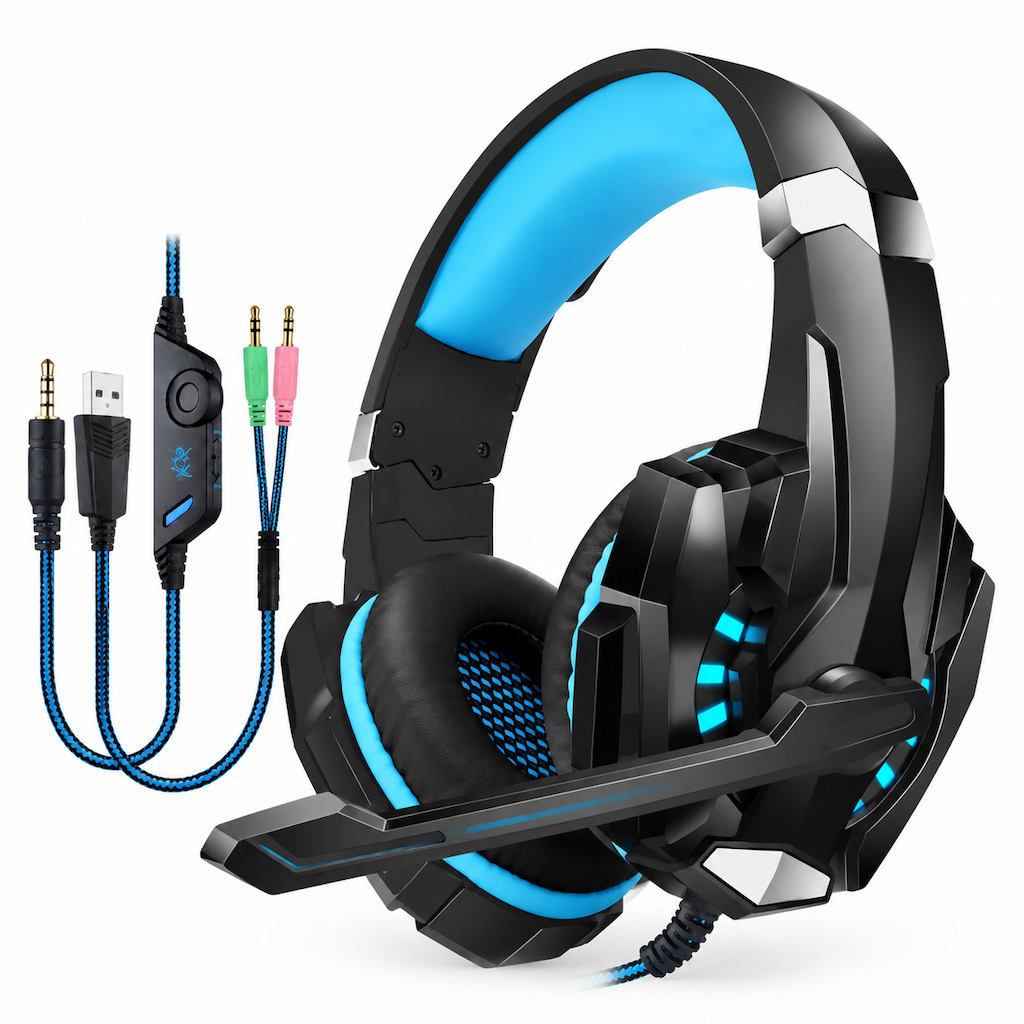 📢📢 50% RABATT🎮Over-Ear gamingheadset med mikrofon – uppslukande ljud och tydlig kommunikation för PC och konsol