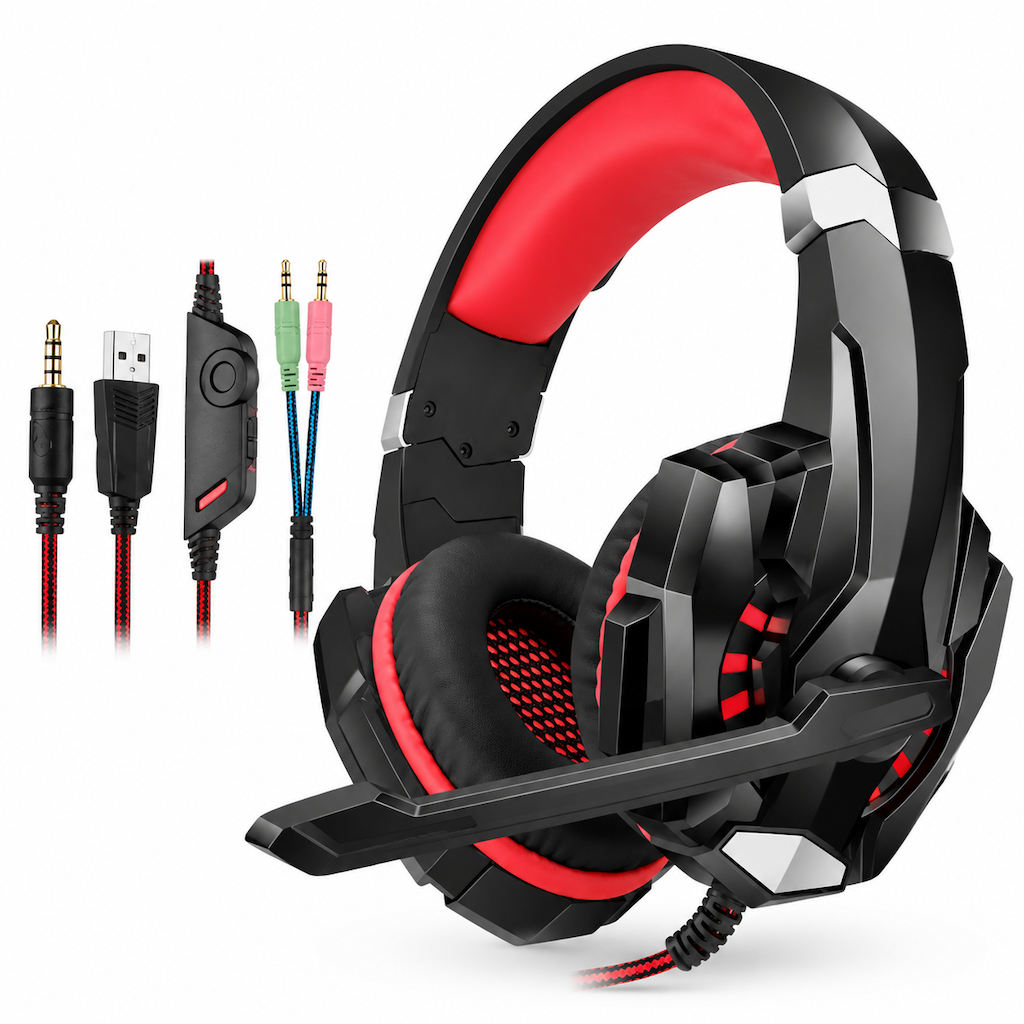 📢📢 50% RABATT🎮Over-Ear gamingheadset med mikrofon – uppslukande ljud och tydlig kommunikation för PC och konsol