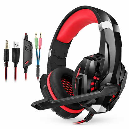 📢📢 50% RABATT🎮Over-Ear gamingheadset med mikrofon – uppslukande ljud och tydlig kommunikation för PC och konsol
