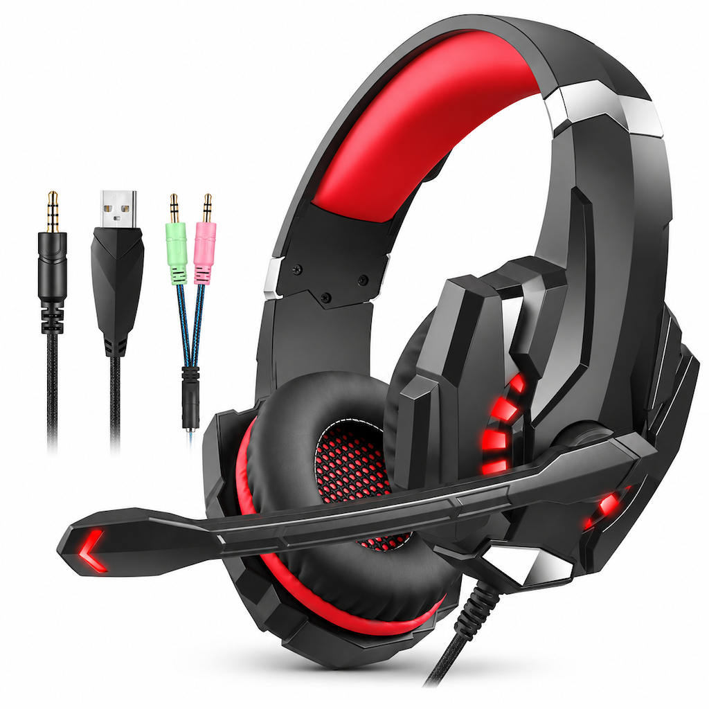 📢📢 50% RABATT🎮Over-Ear gamingheadset med mikrofon – uppslukande ljud och tydlig kommunikation för PC och konsol