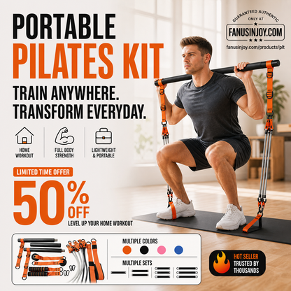 🔥50% REA Begränsad Tid! 💪 Oumbärlig för Träningsentusiaster! 🧘🏻‍♀️ Gör Pilates hemma! 🏗️‍♀️ Portabelt Pilates-Stav Kit med 6 Motståndsband