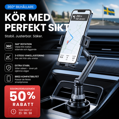 360° vridbar och justerbar kopphållare för bilen
