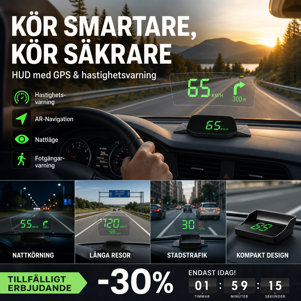 🚗 50% RABATT NU! Head-Up Display (HUD) med GPS – exakt hastighet i km/h– digital hastighetsmätare, kompass & överhastighetslarm – plug & play för alla fordon 📊✨