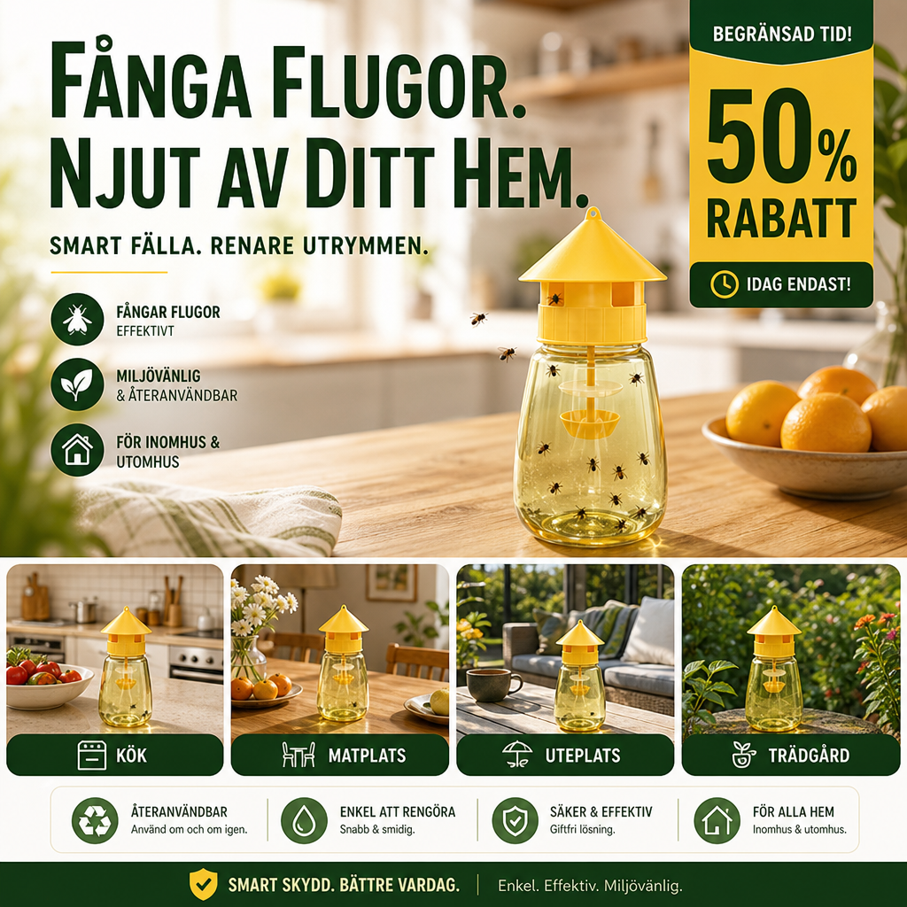 🛒 50% RABATT NU! 🪰 Hängande flugfälla – Lockar och fångar flugor, perfekt för kök, trädgård, camping och utomhusfester 🏡✨
