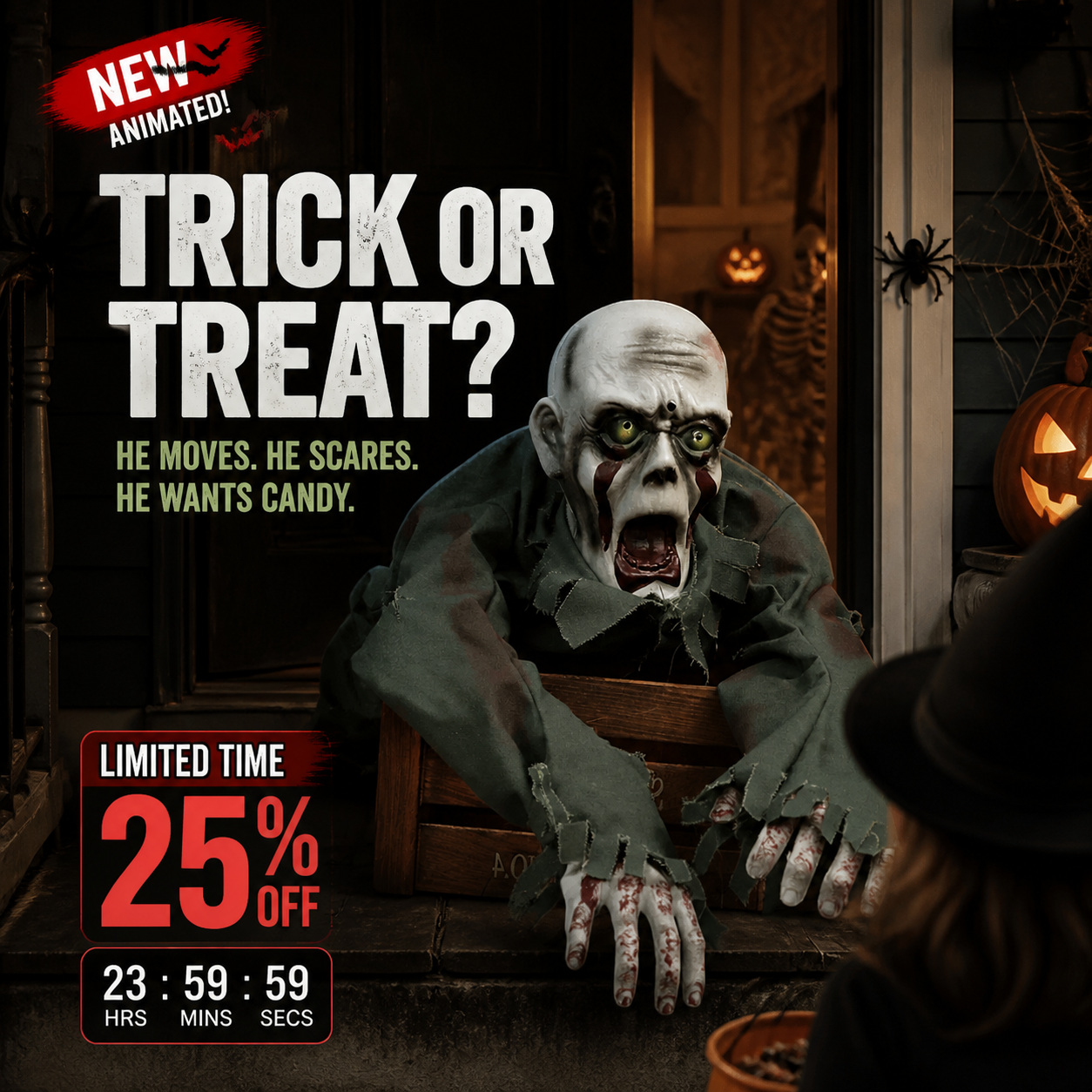 Halloween Skräckmodell Krypande Spöke