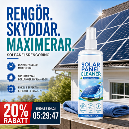 🛒 50 % RABATT NU! ☀️ Rengöringsspray för Solpaneler – Hjälper Till Att Avlägsna Smuts & Hålla Panelerna Rena 💧✨
