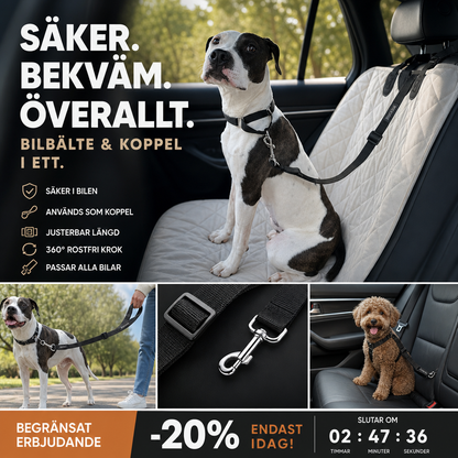 🛒 50% RABATT NU! 🐶 2-i-1 hundbilssäkerhetsbälte och promenadkoppel – Stabil & slitstark – Perfekt för bilresor och utomhuspromenader 🚗🌿