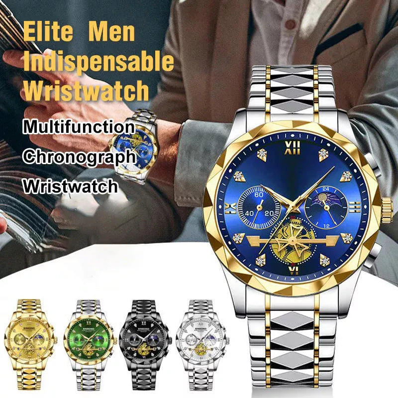 Lyxig design Dodecagon Quartz Watch Ny multifunktionell armbandsur för män