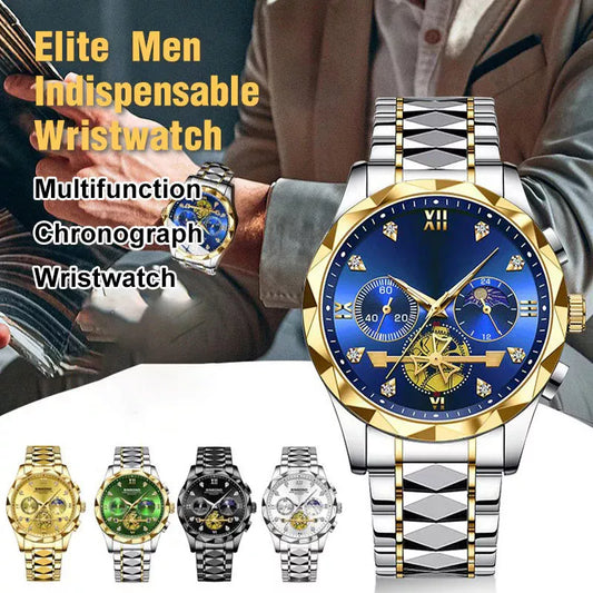 Lyxig design Dodecagon Quartz Watch Ny multifunktionell armbandsur för män